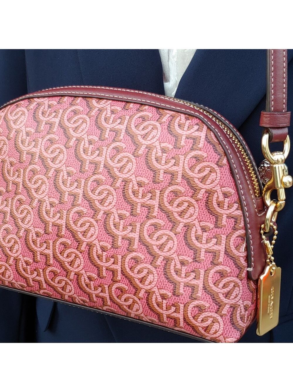 COACH NWT Madi Crossbody with Monogram Print Red and Brown Leather - Picture 5 of 12